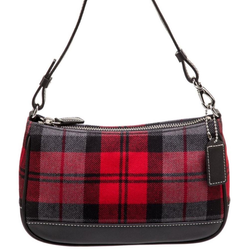 Coach plaid fabricleather shoulder bag